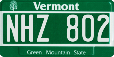 VT license plate NHZ802