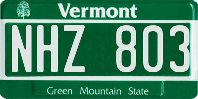 VT license plate NHZ803