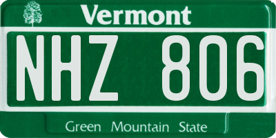 VT license plate NHZ806