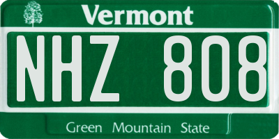 VT license plate NHZ808