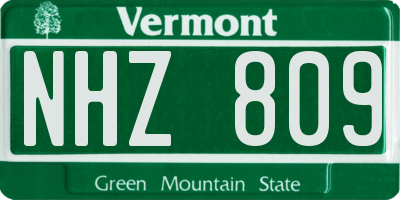 VT license plate NHZ809
