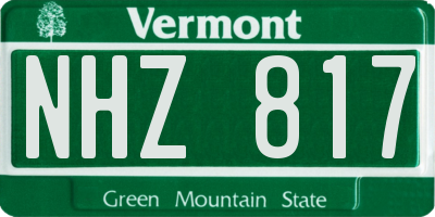 VT license plate NHZ817