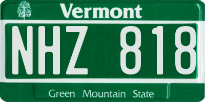 VT license plate NHZ818