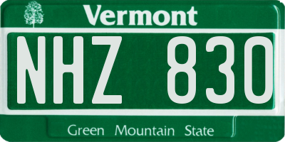 VT license plate NHZ830