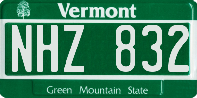 VT license plate NHZ832