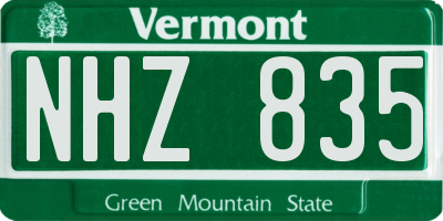 VT license plate NHZ835