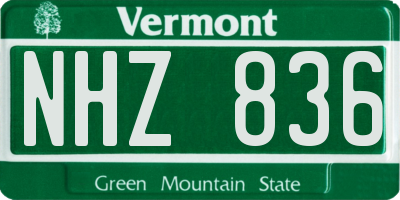 VT license plate NHZ836