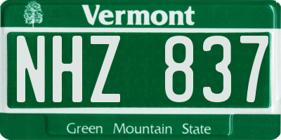 VT license plate NHZ837