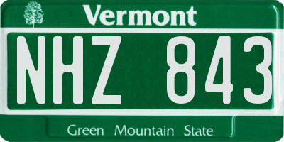 VT license plate NHZ843
