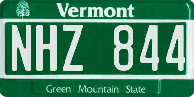 VT license plate NHZ844