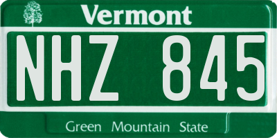 VT license plate NHZ845