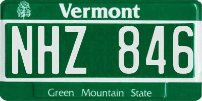 VT license plate NHZ846