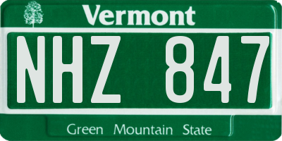 VT license plate NHZ847