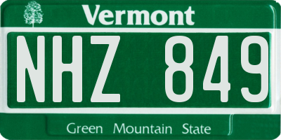 VT license plate NHZ849