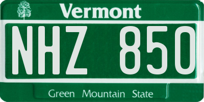 VT license plate NHZ850