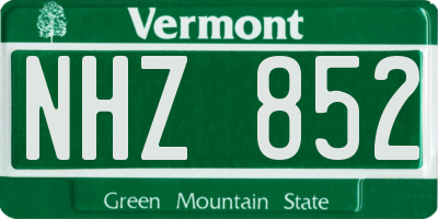 VT license plate NHZ852