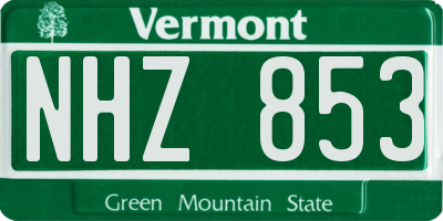 VT license plate NHZ853