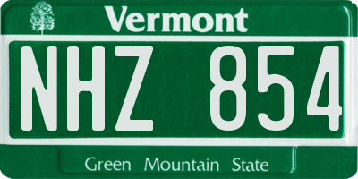 VT license plate NHZ854