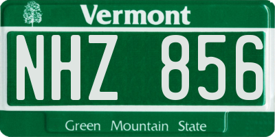 VT license plate NHZ856