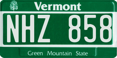 VT license plate NHZ858