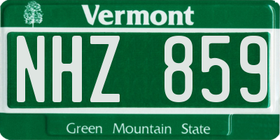 VT license plate NHZ859