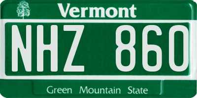 VT license plate NHZ860