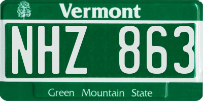 VT license plate NHZ863