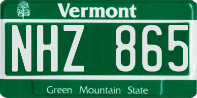 VT license plate NHZ865