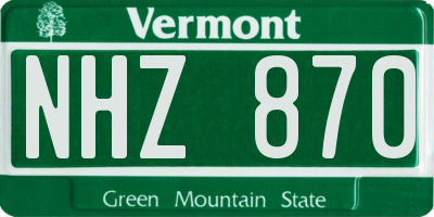VT license plate NHZ870
