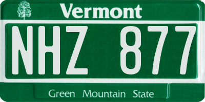 VT license plate NHZ877