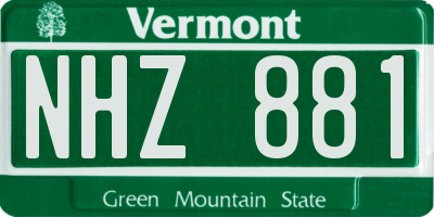 VT license plate NHZ881
