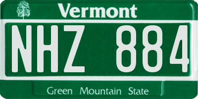 VT license plate NHZ884