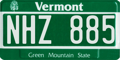 VT license plate NHZ885