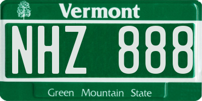 VT license plate NHZ888