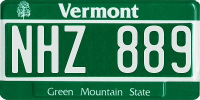 VT license plate NHZ889