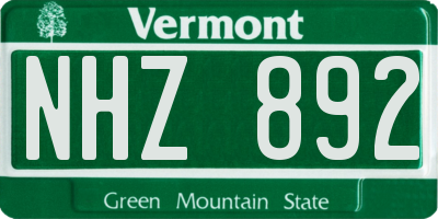 VT license plate NHZ892