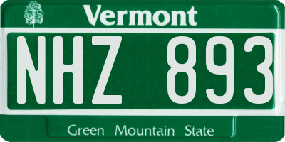 VT license plate NHZ893