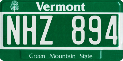 VT license plate NHZ894