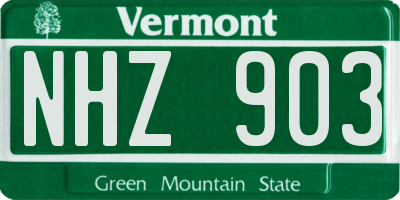 VT license plate NHZ903