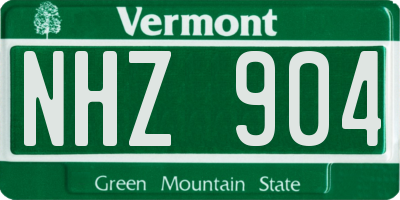 VT license plate NHZ904