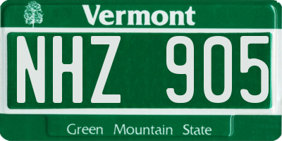 VT license plate NHZ905
