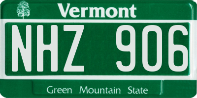 VT license plate NHZ906