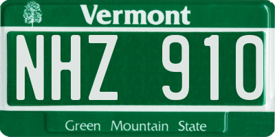 VT license plate NHZ910