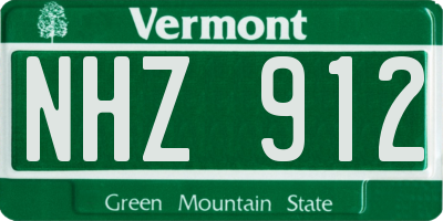 VT license plate NHZ912