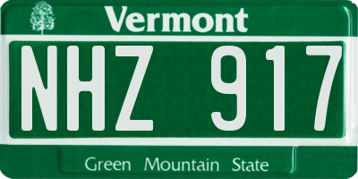 VT license plate NHZ917