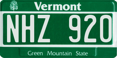 VT license plate NHZ920