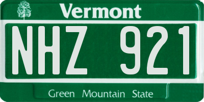 VT license plate NHZ921
