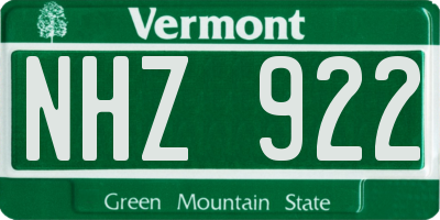 VT license plate NHZ922