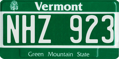 VT license plate NHZ923