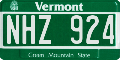 VT license plate NHZ924
